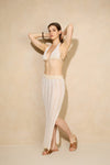 Crochet bra skirt set in Beige