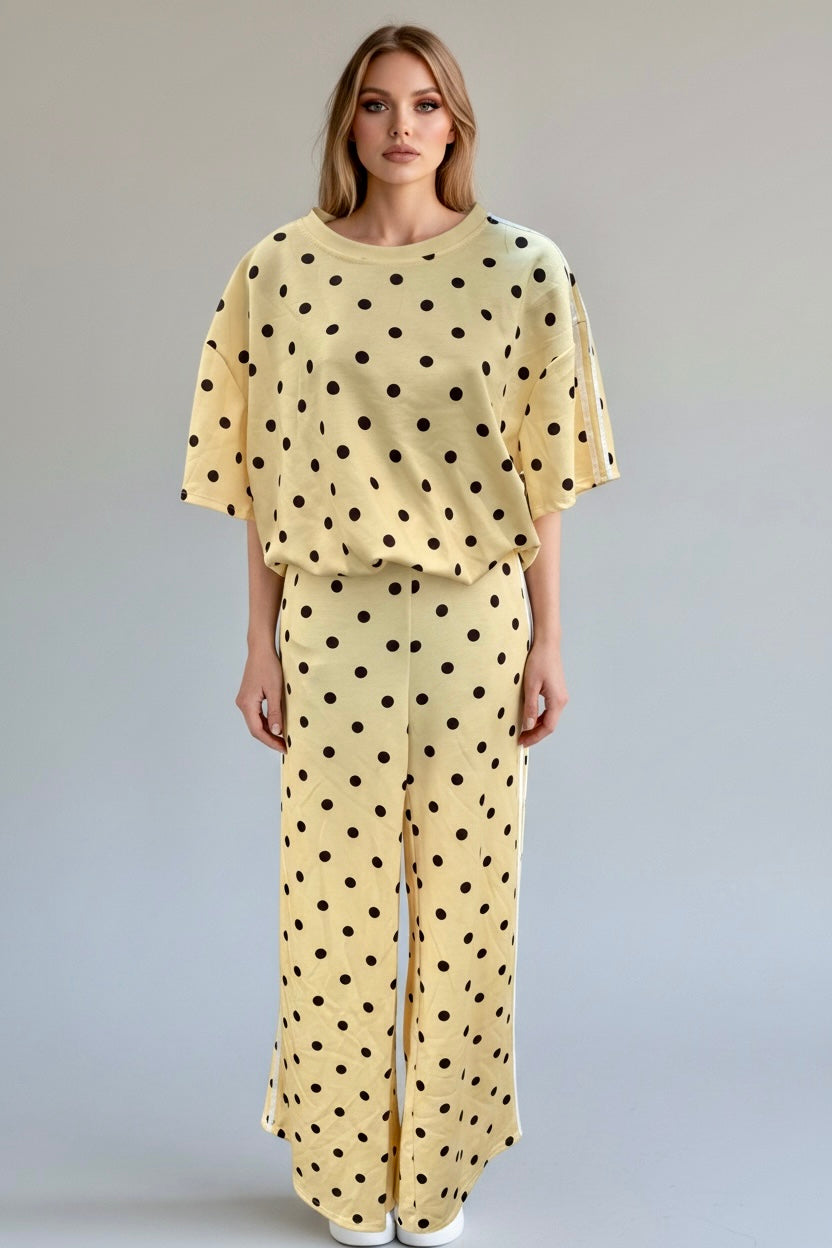 Polka Dot Side Stripe Co-Ord Set