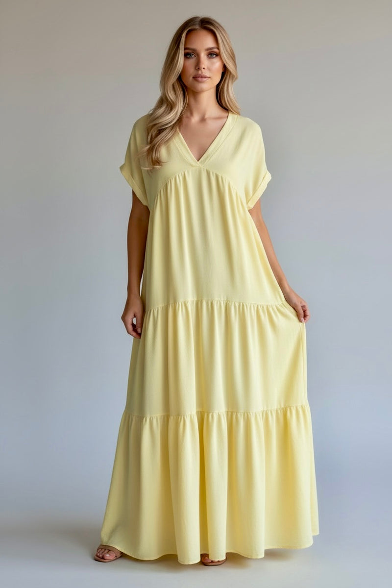 V-Neck Smock Maxi Dress