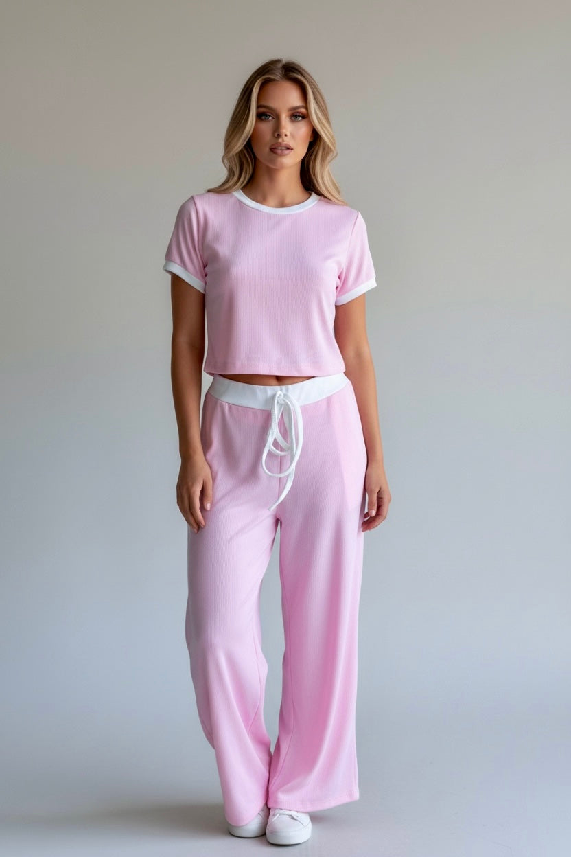 Contrast Ribbed Co-Ord Set