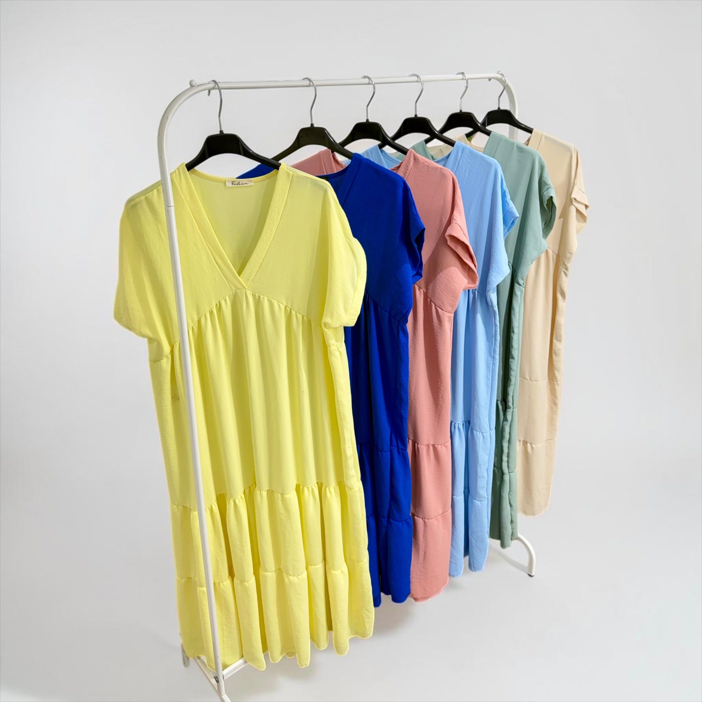 V-Neck Smock Maxi Dress