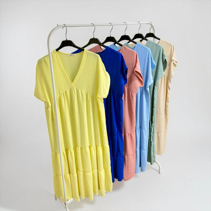 V-Neck Smock Maxi Dress