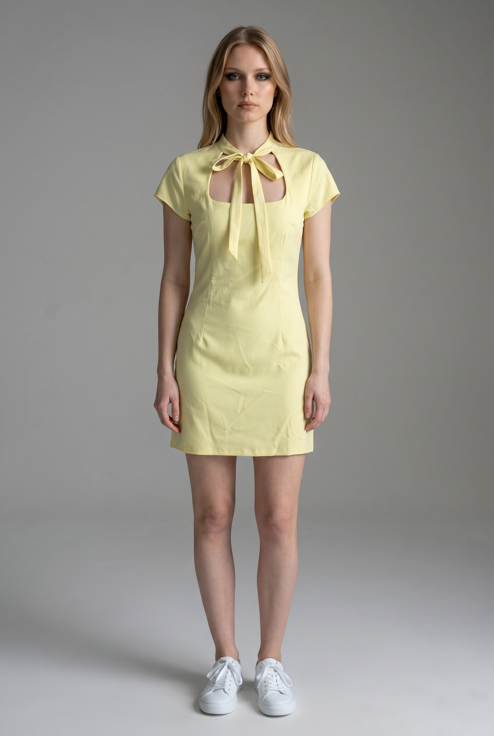 Tie Neck Detail Mini Dress