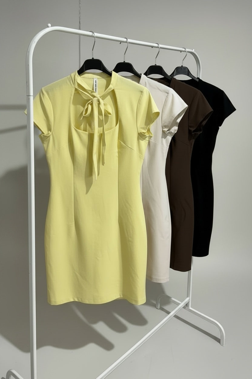 Tie Neck Detail Mini Dress