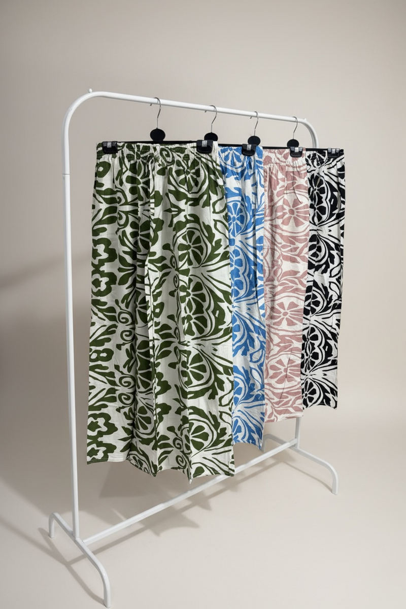 Botanical Print Wide Leg Trousers