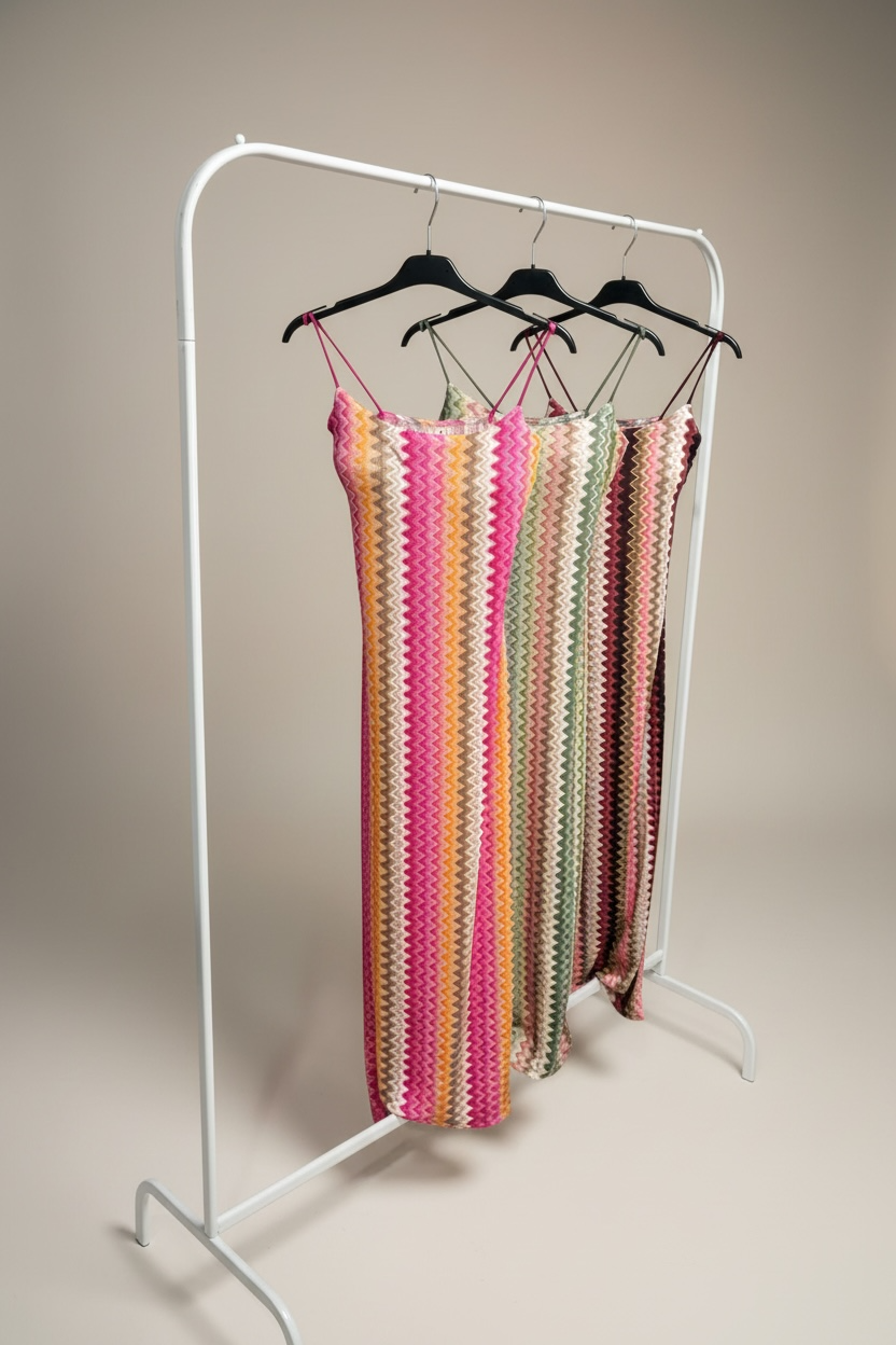 Zig-Zag Ribbed Midi Dress