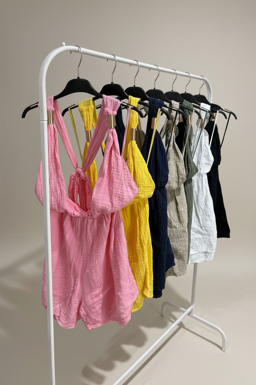 Cheesecloth Halter neck Playsuit