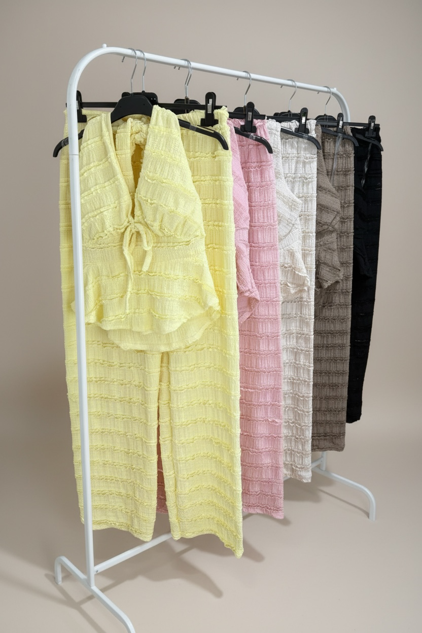 Textured Halterneck Vest Co-Ord Set