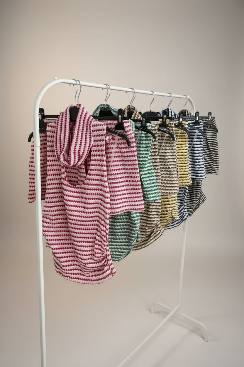 Halterneck Stripe Bandana Short Co-Ord Set