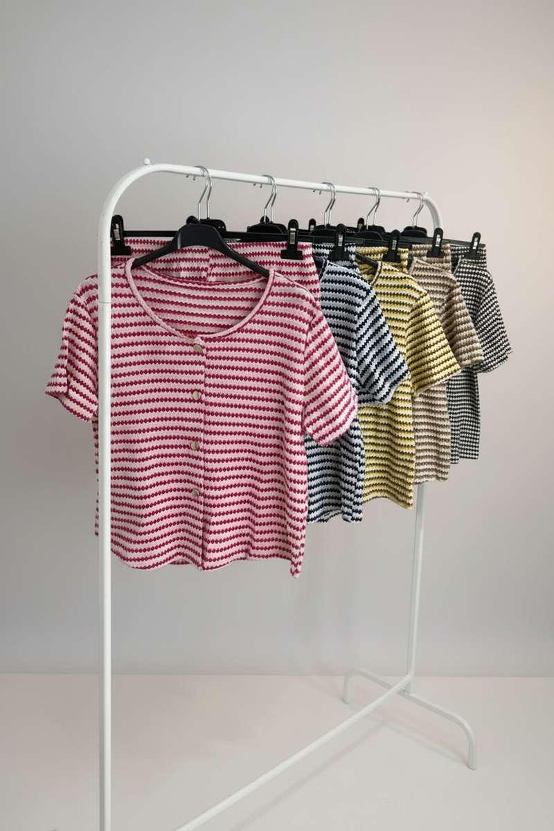 Stripe Button Short Co-Ord Set