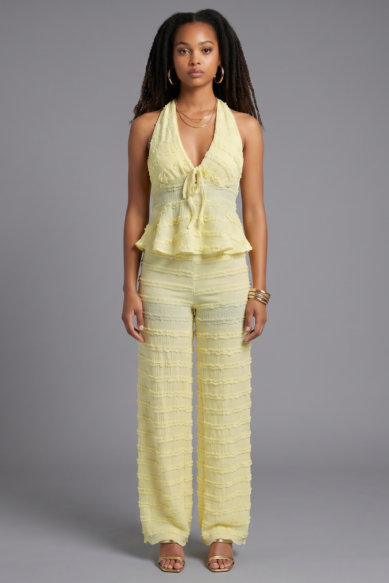 Textured Halterneck Vest Co-Ord Set