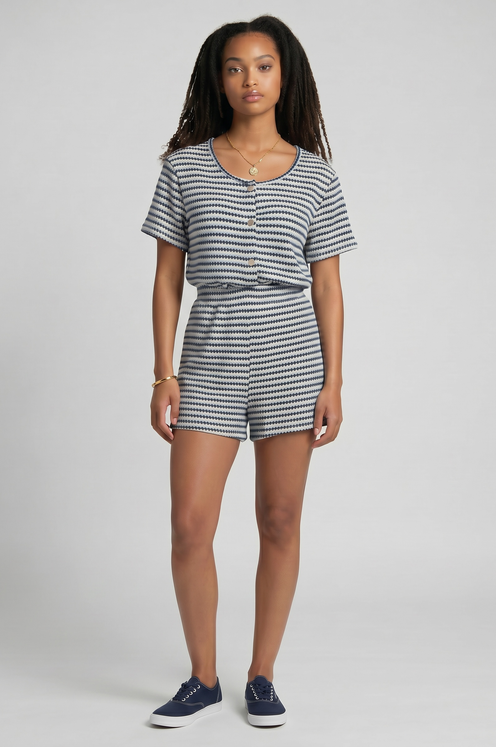 Stripe Button Short Co-Ord Set