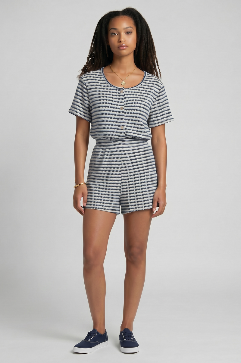 Stripe Button Short Co-Ord Set