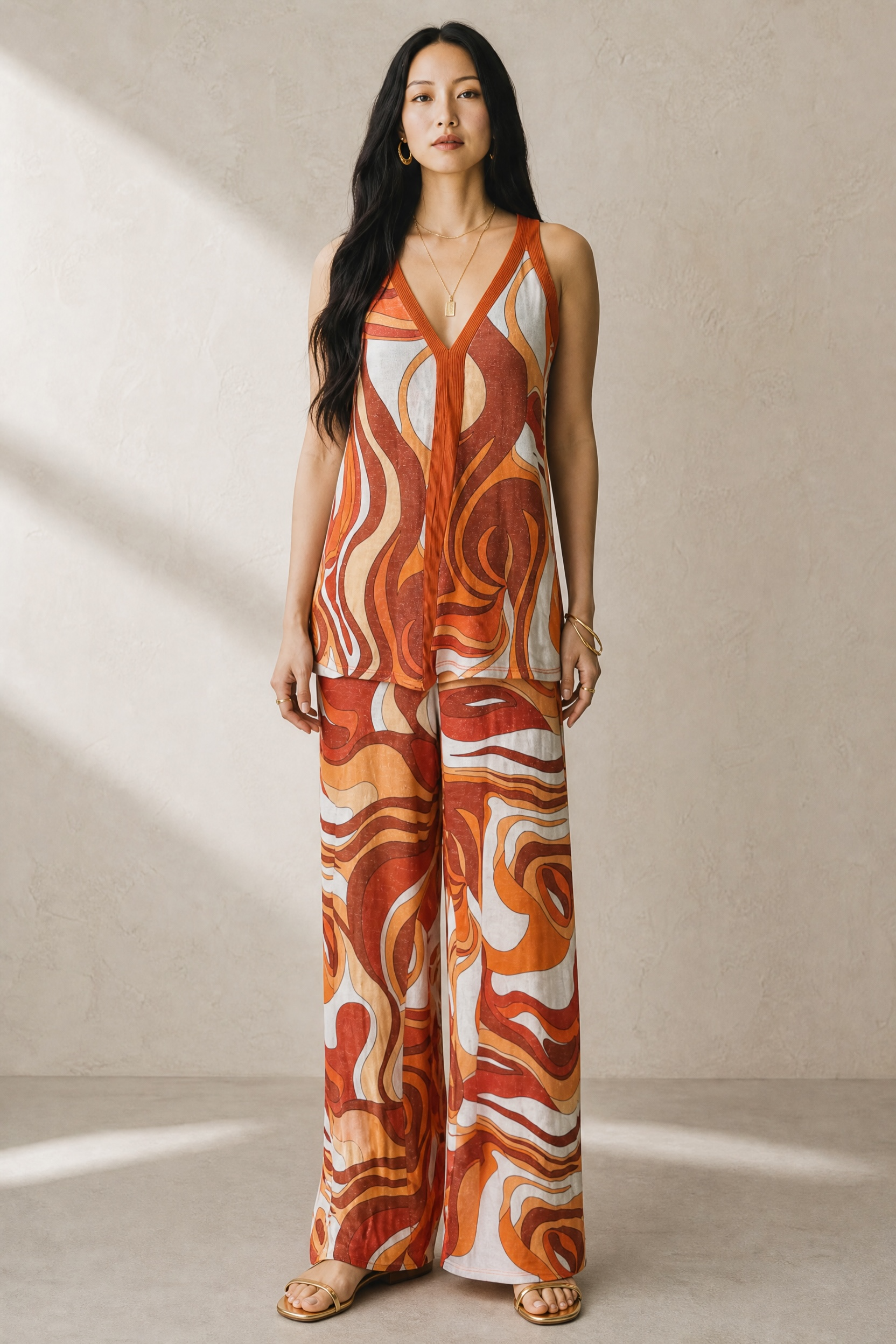 Retro Print Vest Co-Ord Set