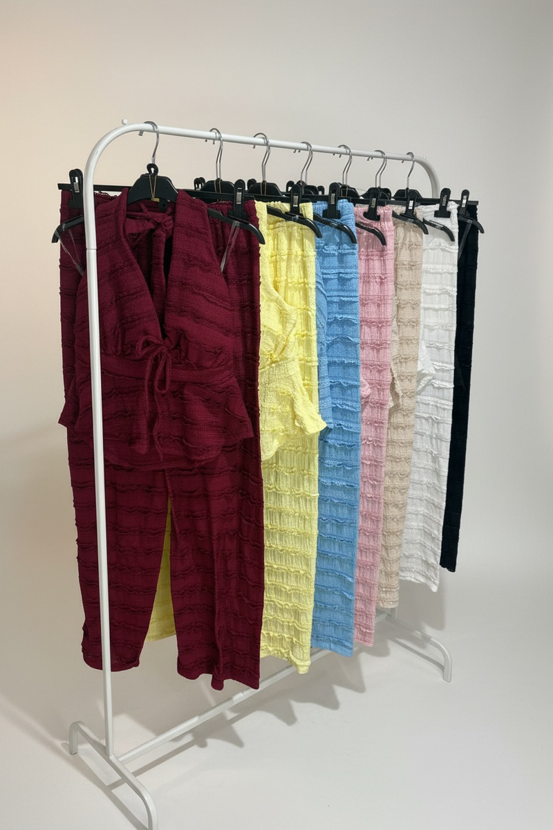 Textured Halterneck Vest Co-Ord Set
