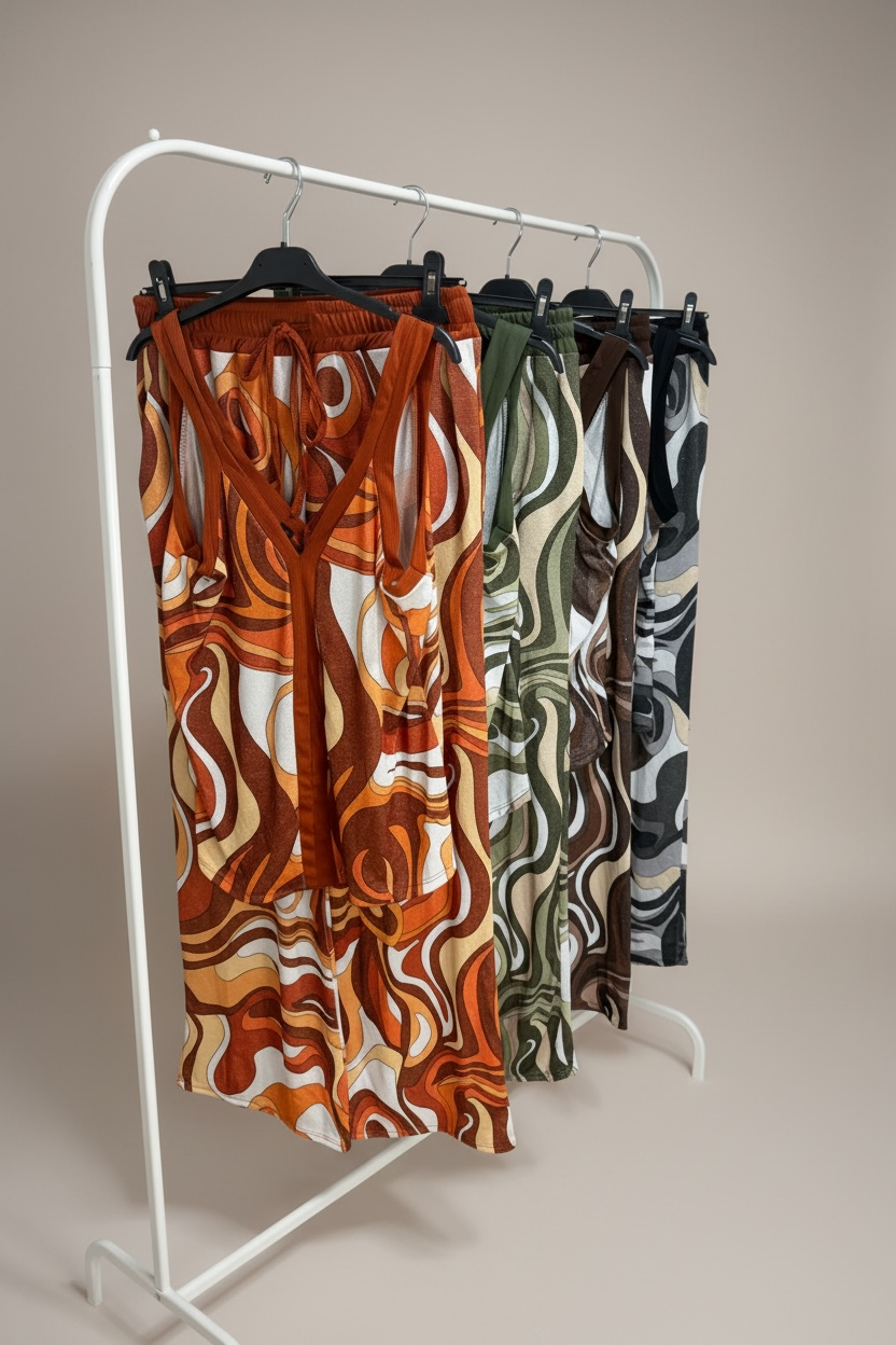 Retro Print Vest Co-Ord Set