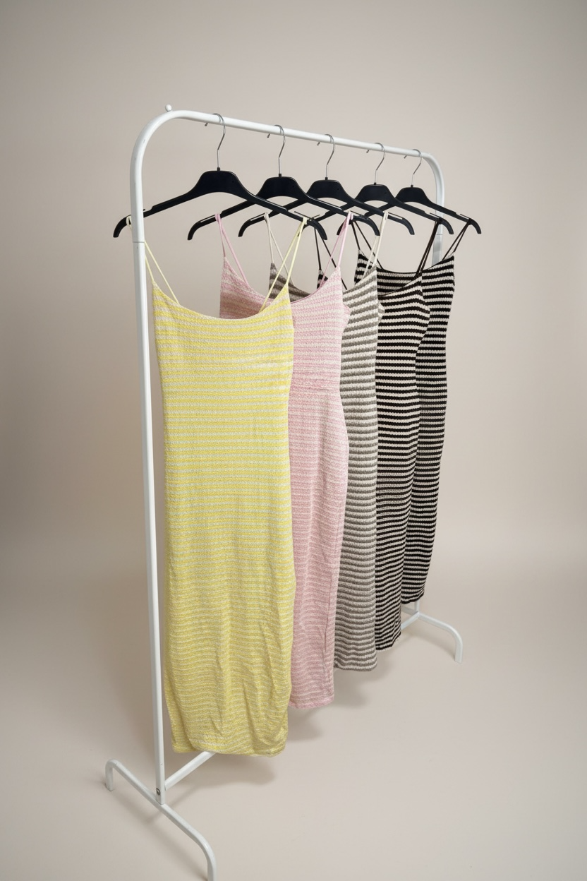 Textured Stripe Midi Dress