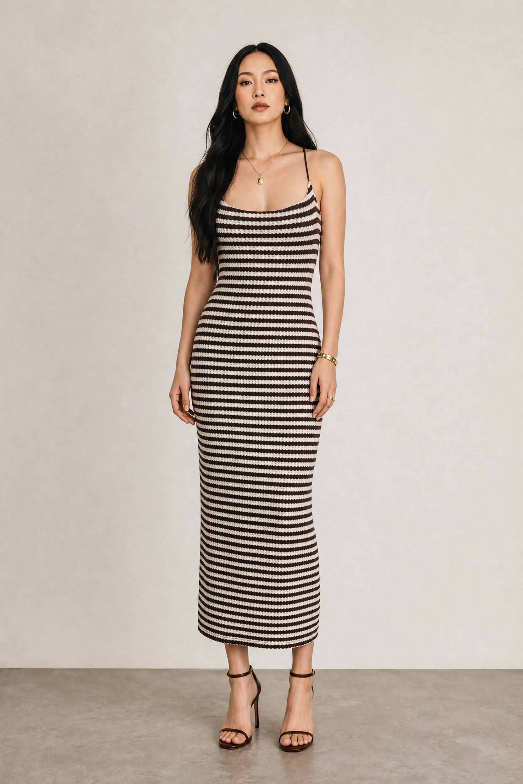 Textured Stripe Midi Dress
