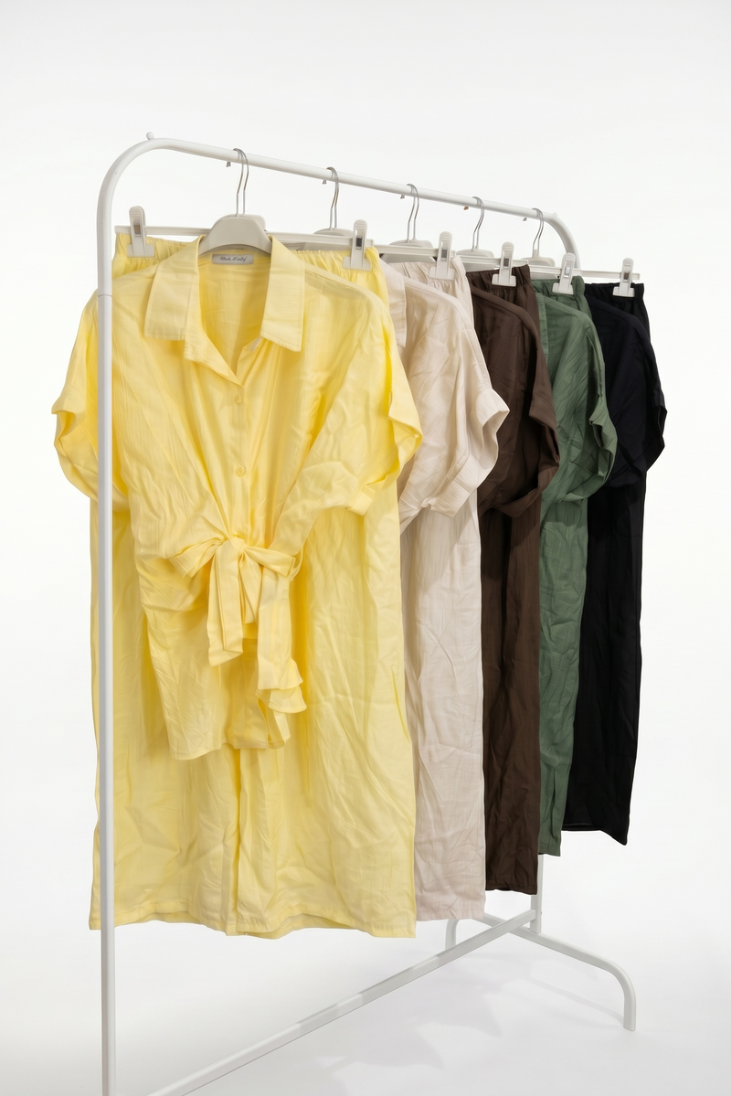 Short Sleeve Tie Up Button Co-Ord Set