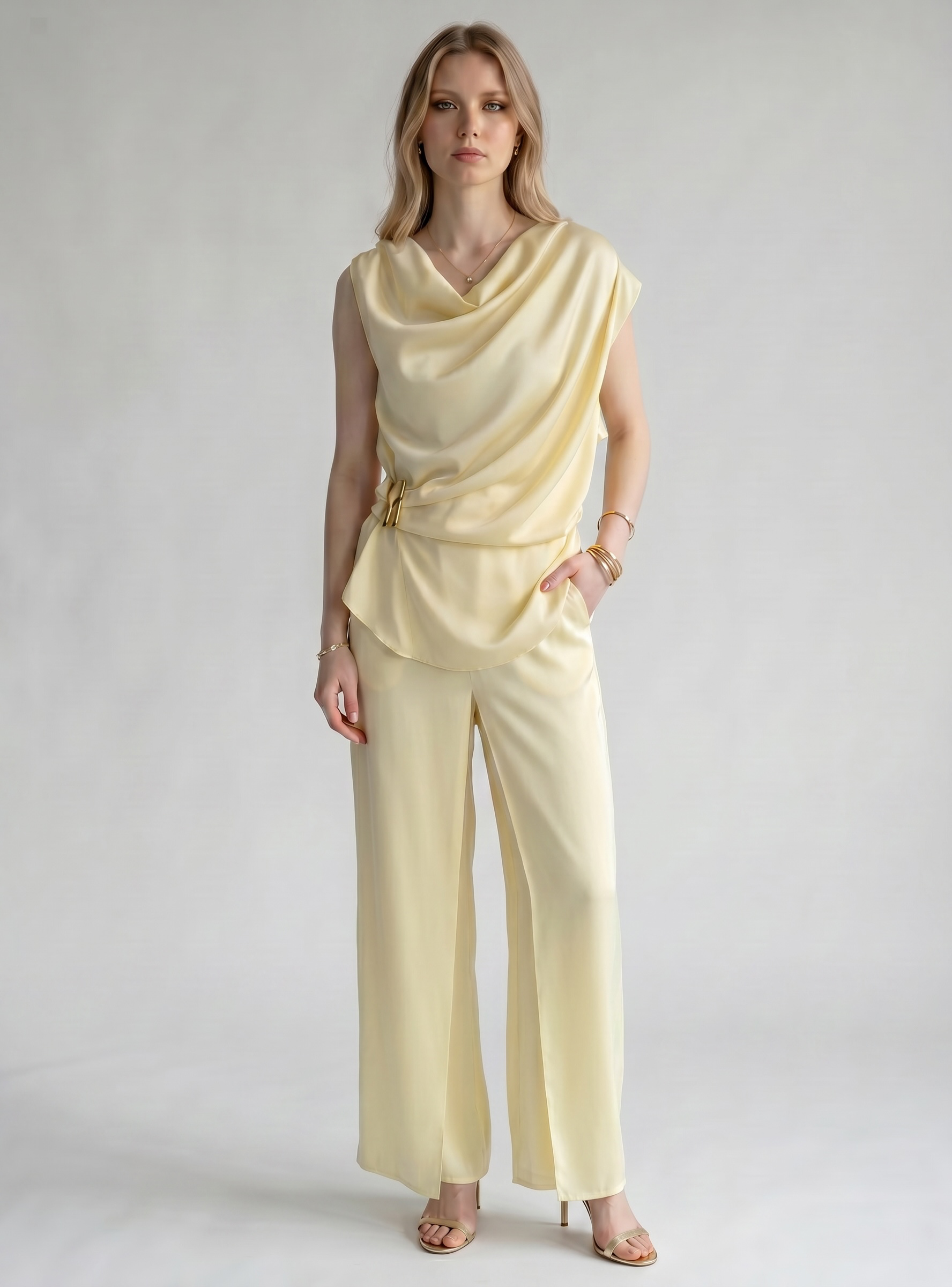 Buckle Waist Off the Shoulder Co Ord Set
