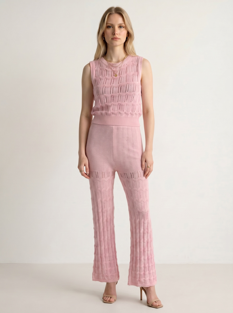 Crochet Vest Trouser Co Ord Set
