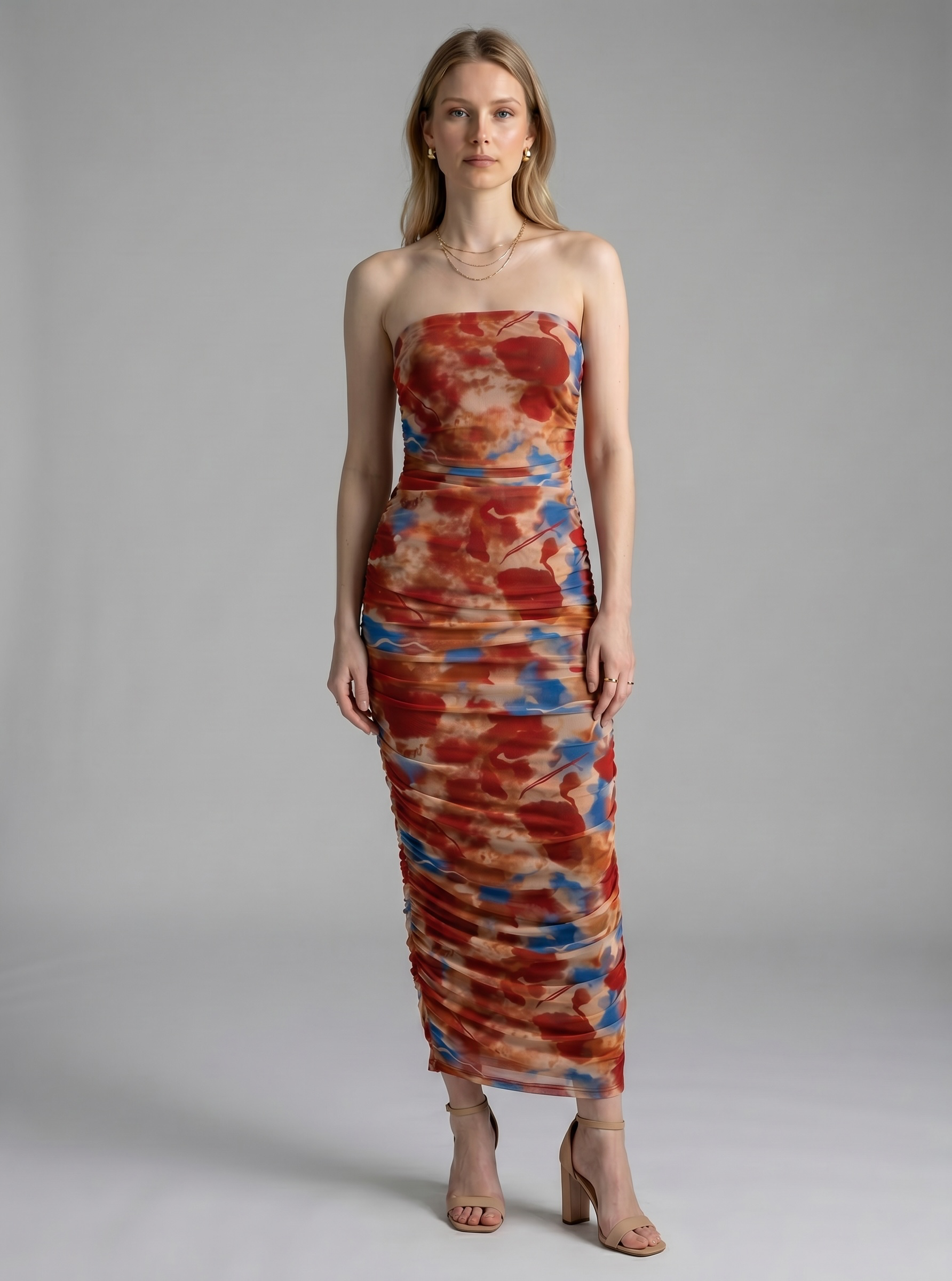 Ruched Printed Dress