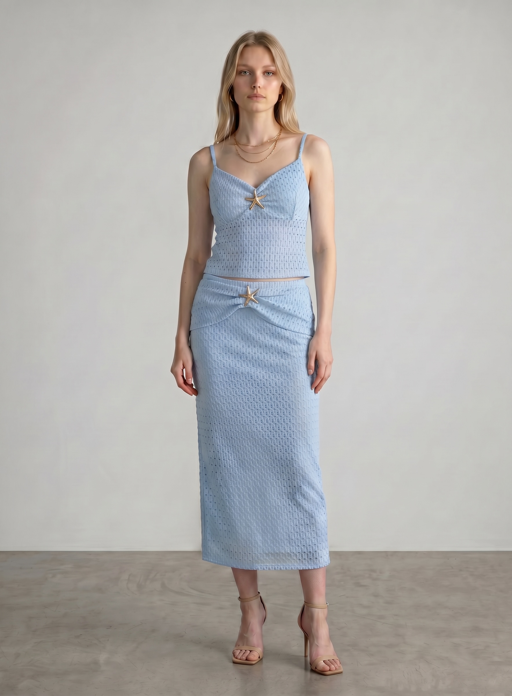 Starfish Gem Crochet Skirt Co Ord Set