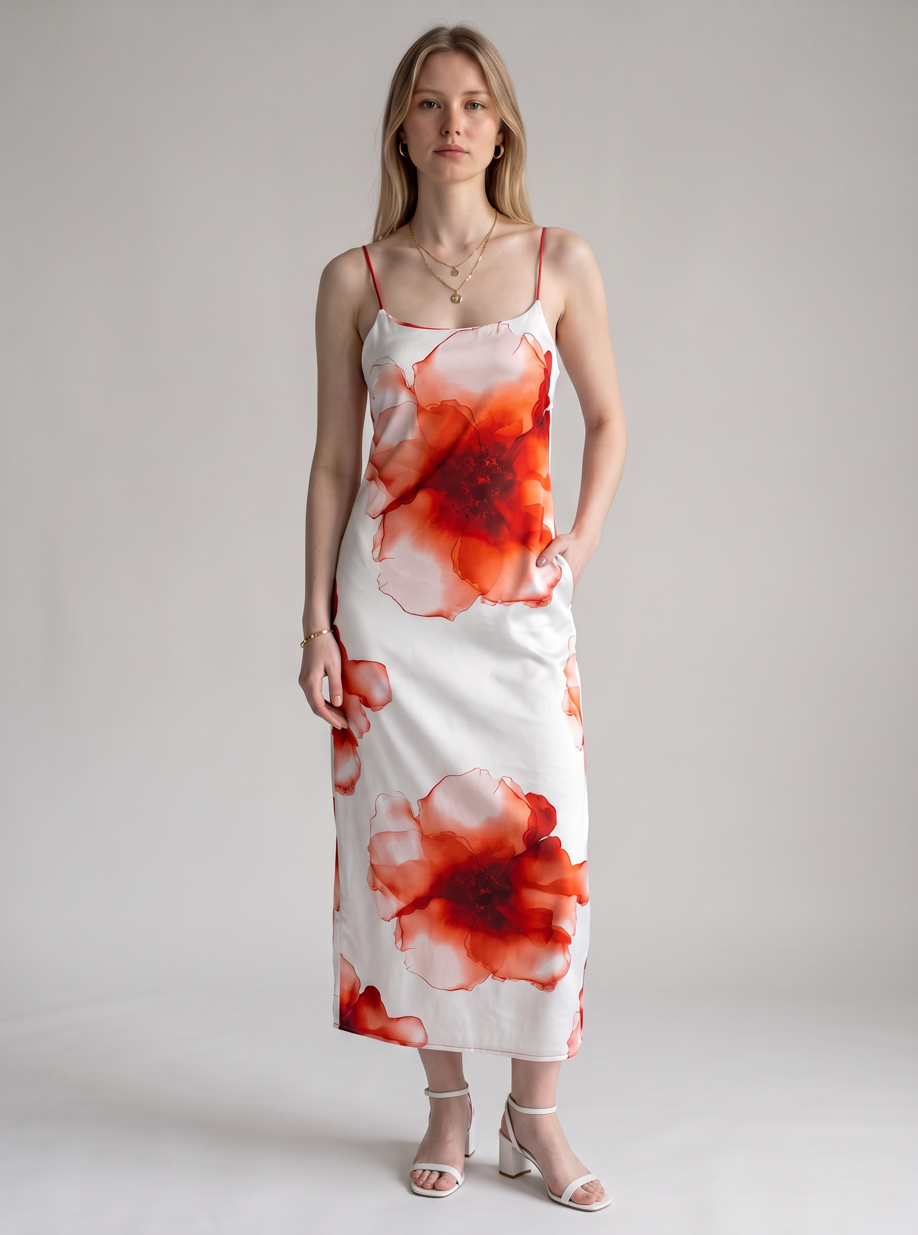 Floral Printed Ribbed Dress