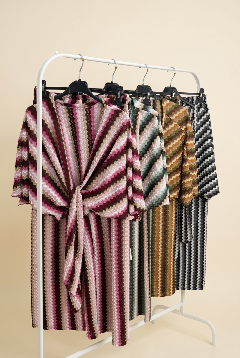 Stripe Zig Zag Crochet Tie Up Co Ord Set