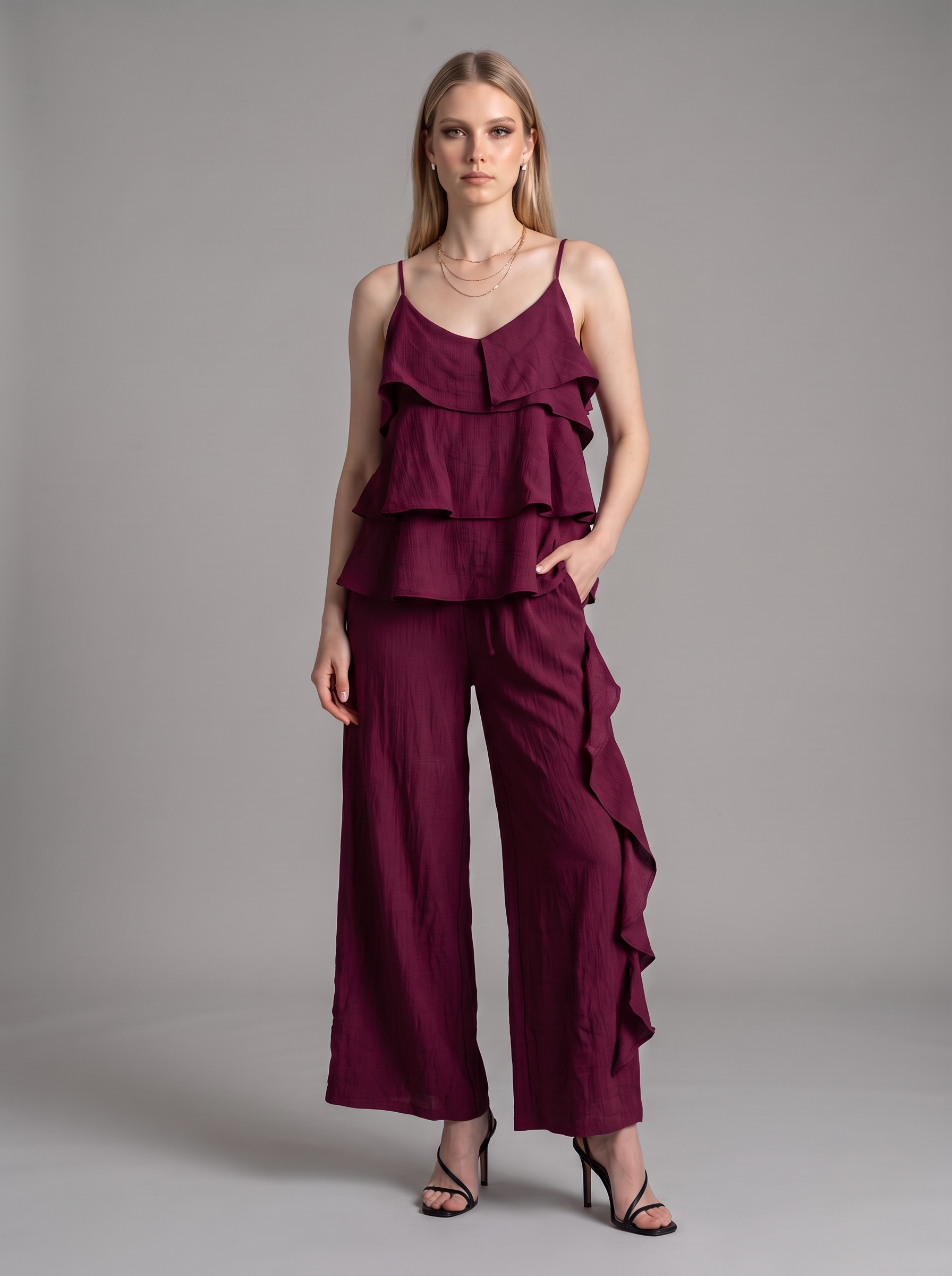 Frill Layered Side Trim Co Ord Set