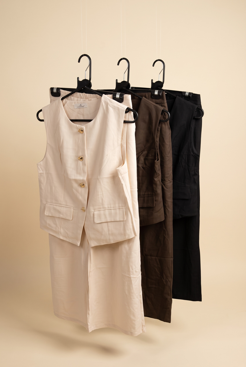 Button Down Vest Co Ord Set