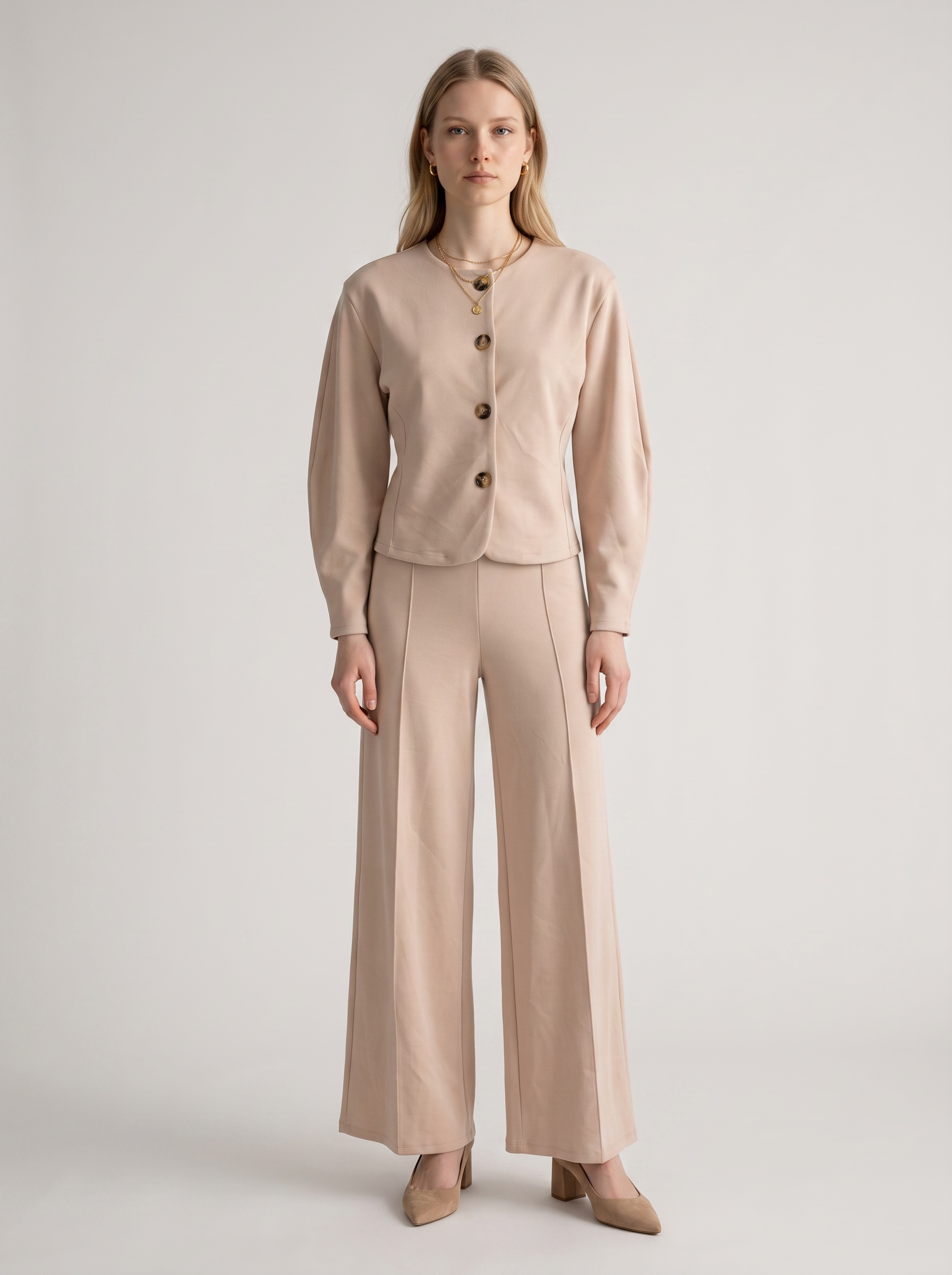 Puff Shoulder Button Down Co Ord Set