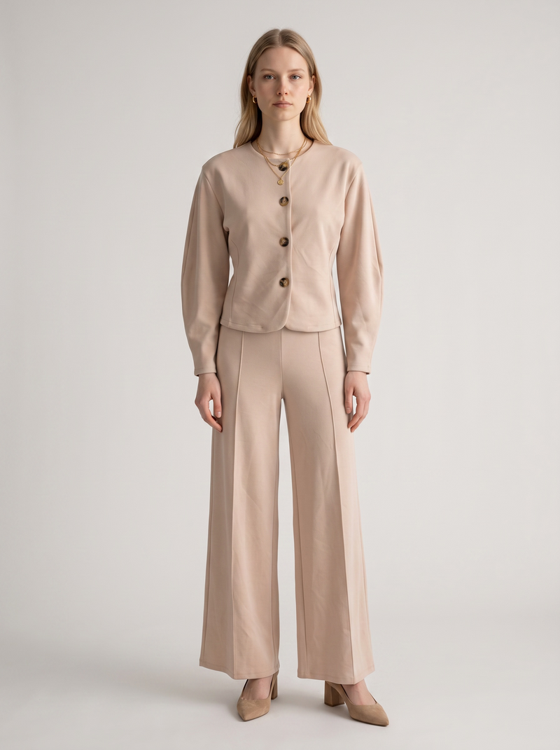 Puff Shoulder Button Down Co Ord Set