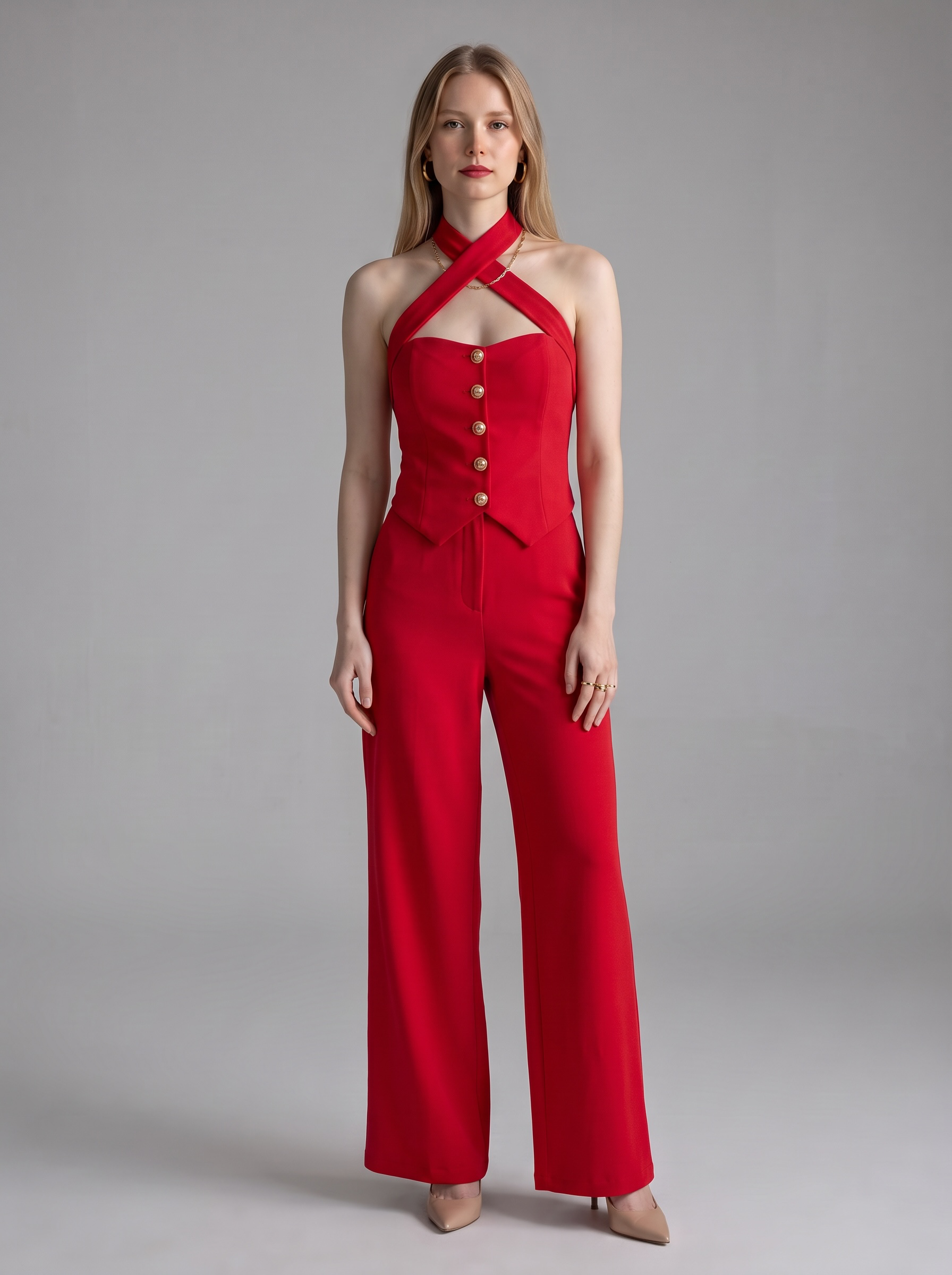 Halterneck Button Down Co Ord Set