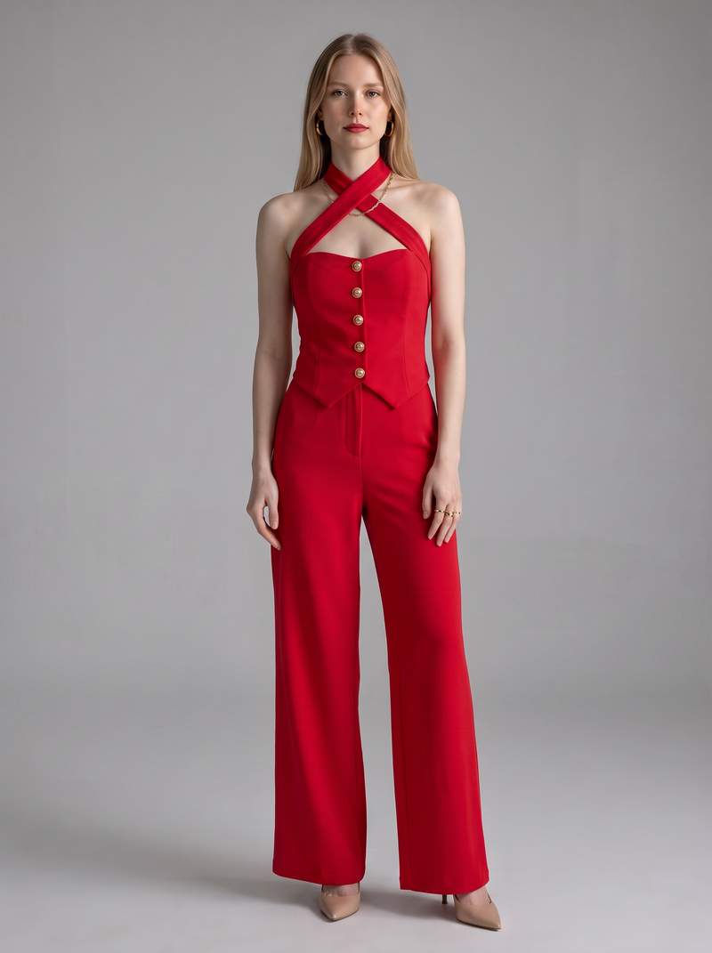 Halterneck Button Down Co Ord Set