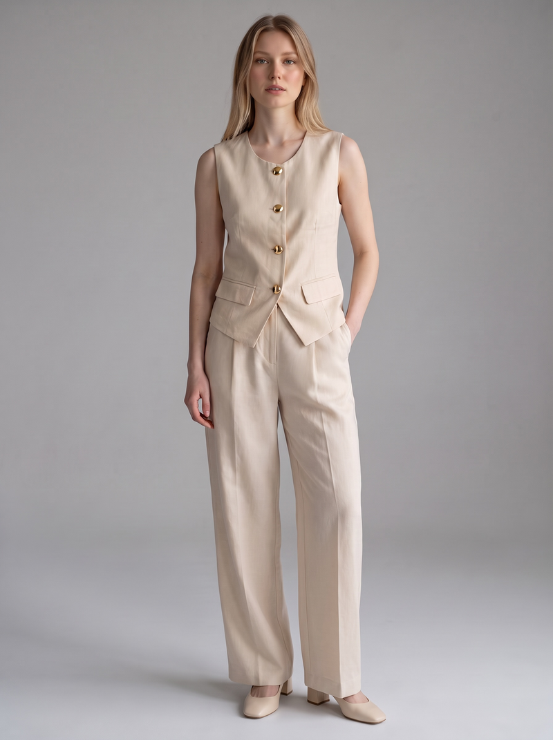 Button Down Vest Co Ord Set