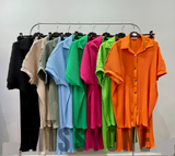 Plisse Shirt Button Co-Ord
