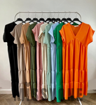 V Neck Maxi Smock Dress