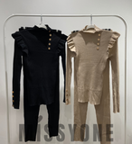 Button Down Ribbed Set