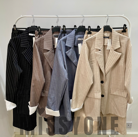Pinstripe Oversized Blazer Set