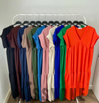 V Neck Smock Maxi Dress