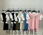 Frill Sleeve Ribbed Short Set