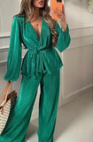 Plisse Side Tie Wrap Co-ord