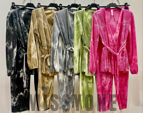 Plisse Tye Dye Belt Co-ord