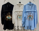 Sequin Eye Shirt Dress