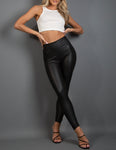 Vegan Leather Leggings in Black