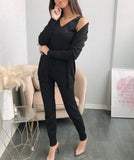 3 Piece Vest Cardi Set in Black