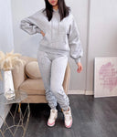 Ruched Hoody Tracksuit in Grey