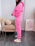 Ruched Hoody Tracksuit in Fuchsia