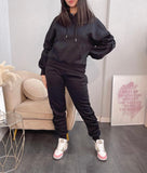 Ruched Hoody Tracksuit in Black